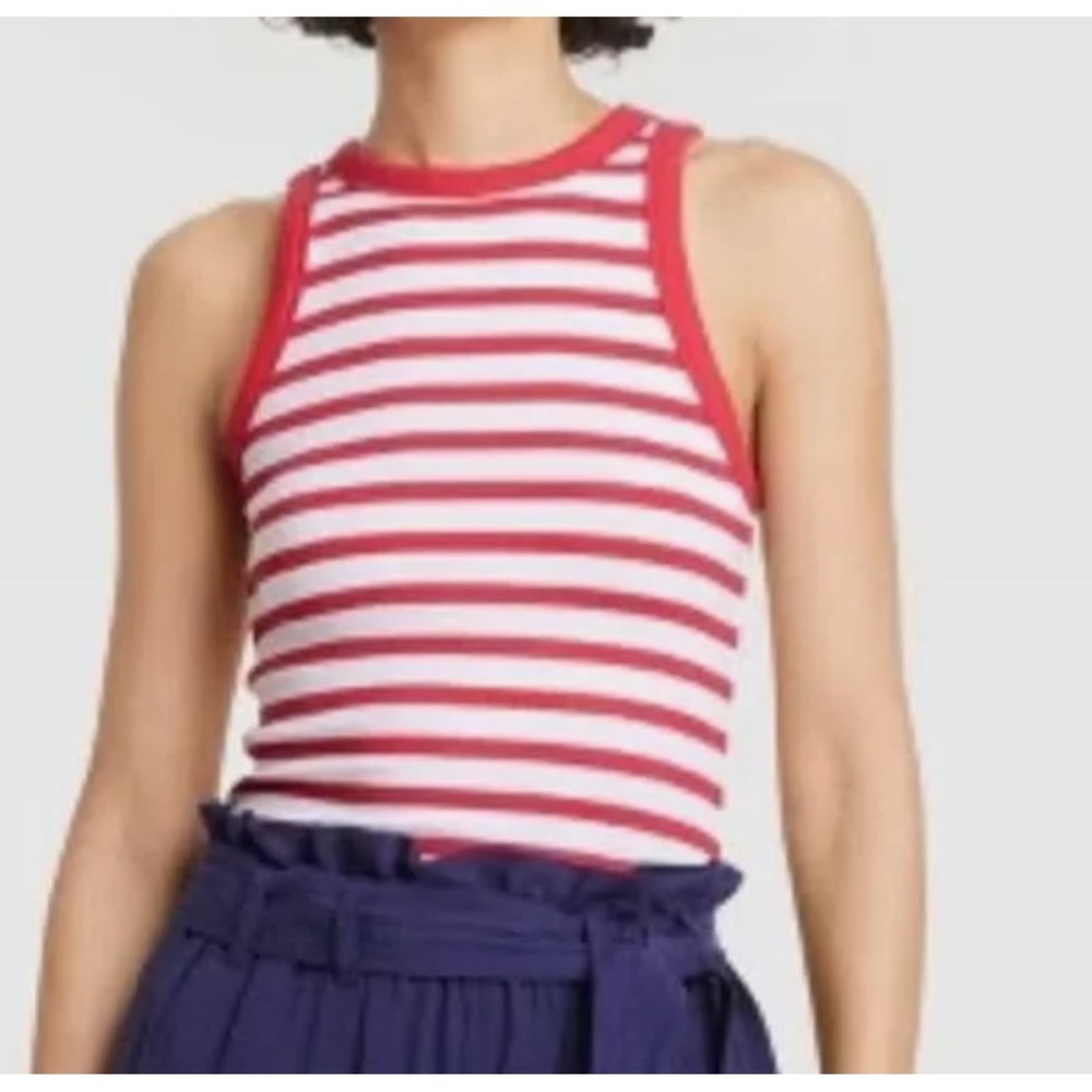 A New Day™ Red & White Striped Ribbed Tank Top – Women's Size S